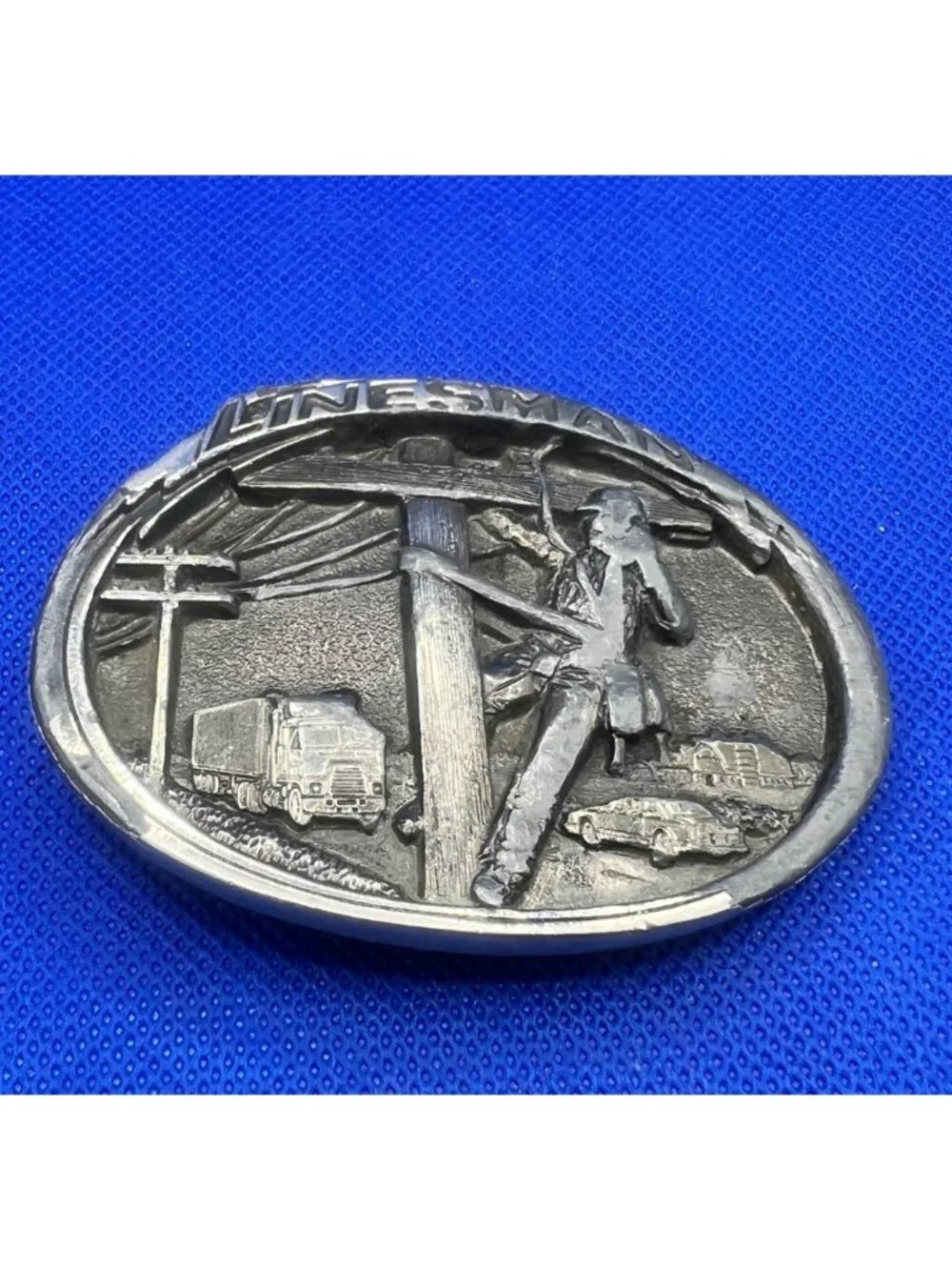 Vintage Linesman belt buckle, circa 1986, USA made
